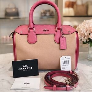 COACH F28956 MINI BENNETT PINK RED COLORBLOCK BAG SATCHEL PURSE VALENTINES DAY‎